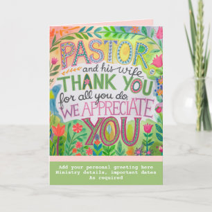 Cartão De Agradecimento Aniversário de Apreciação Esposa do Pastor ✝️ Past