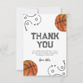 Cartão De Agradecimento Aniversário de Basquete de Aquarela Obrigado Cartõ