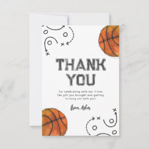 Cartão De Agradecimento Aniversário de Basquete de Aquarela Obrigado Cartõ