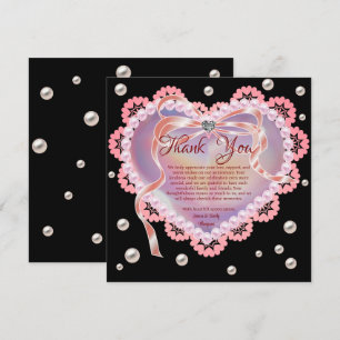 Cartão De Agradecimento Aniversário de Casamento Coração Rosa de Pastel Su