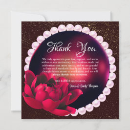 Cartão De Agradecimento Aniversário de Casamento da Rosa Pearl da Elegante