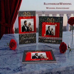 Cartão De Agradecimento Aniversário de Casamento de 30 Dourado e Pérolas O