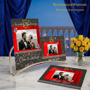 Cartão De Agradecimento Aniversário de Casamento de 5 Dourado & Gems Obrig