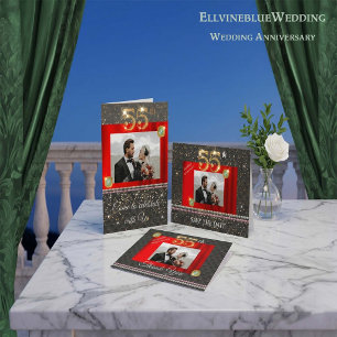 Cartão De Agradecimento Aniversário de Casamento do Dourado Emerald 55º Ob