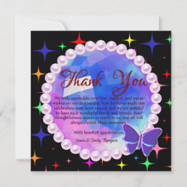 Cartão De Agradecimento Aniversário de Casamento do Elegante Abstrato Lila