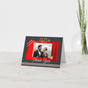 Cartão De Agradecimento Aniversário de Casamento Dourado & Gems 40th Obrig