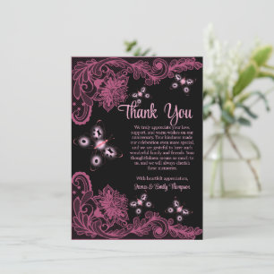 Cartão De Agradecimento Aniversário de Casamento Floral de Locais Pretos e