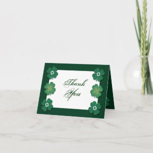 Cartão De Agradecimento Aniversário de casamento irlandês branco verde
