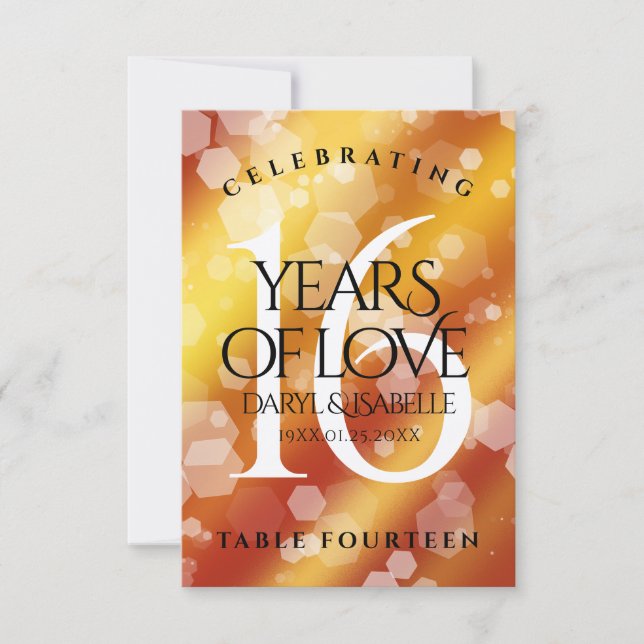 Cartão De Agradecimento Aniversário de Casamento Topaz do Ouro 16 (Frente)