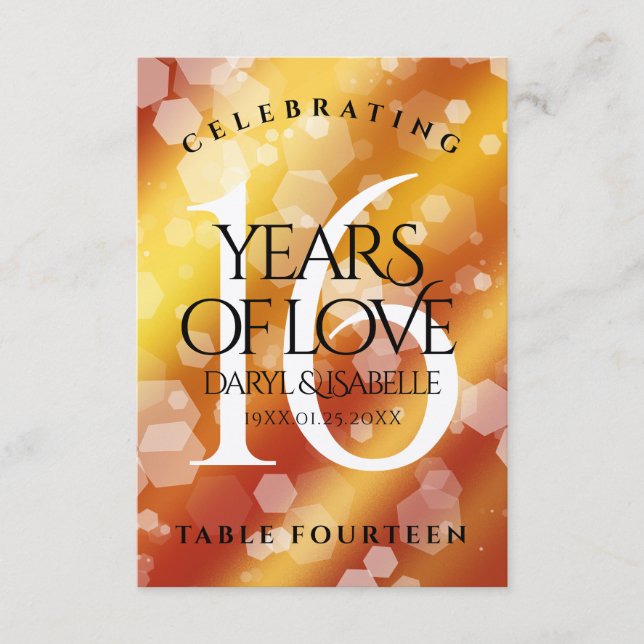 Cartão De Agradecimento Aniversário de Casamento Topaz do Ouro 16 (Frente)