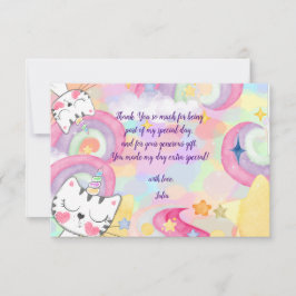 Cartão De Agradecimento Aniversário de criança arco-íris de catimilho médi