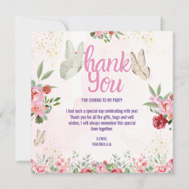 Cartão De Agradecimento Aniversário de criança de borboletas roxas, cor-de