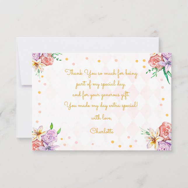 Cartão De Agradecimento Aniversário de criança de chá (Frente)