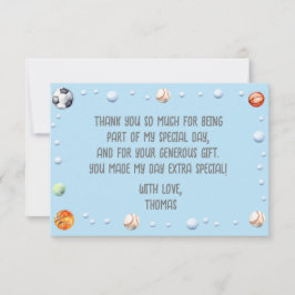 Cartão De Agradecimento Aniversário de criança de esportes de esferas