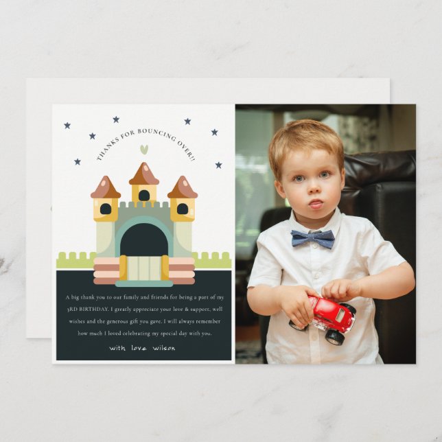 Cartão De Agradecimento Aniversário de criança de Fotografia de Salto do C (Frente/Verso)