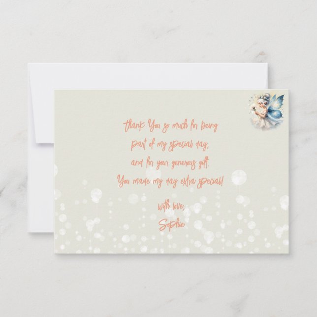 Cartão De Agradecimento Aniversário de criança de silhueta de fada mágica (Frente)