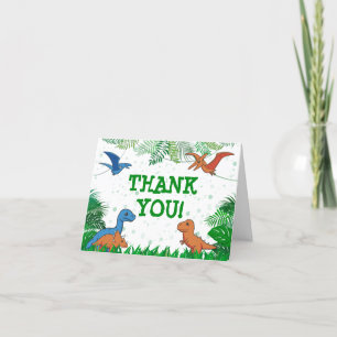 Cartão De Agradecimento Aniversário de Crianças Dinossauros Dino Trex Meni