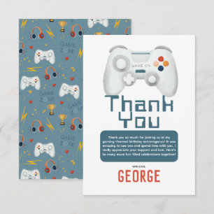 Cartão De Agradecimento Aniversário de Crianças Gamer Legal Meninos 