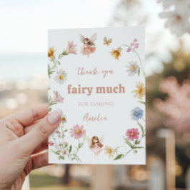 Cartão De Agradecimento Aniversário de Fada com Aquarela de Flores Silvest