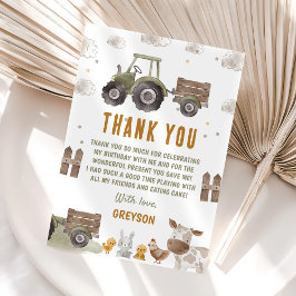 Cartão De Agradecimento Aniversário de Fazenda de Trator