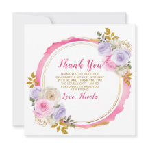 Aniversário de Flores Elegantes Rosa e Roxo