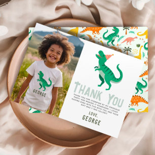 Cartão De Agradecimento Aniversário de Foto Divertida de Dinossauro Rugind