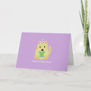 Cartão De Agradecimento Aniversário de Gato Fofo