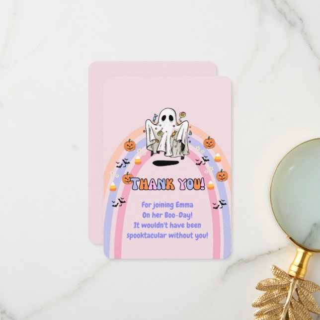 Cartão De Agradecimento Aniversário de Halloween com Truque ou Tratamento  (Frente/Verso In Situ)