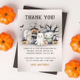 Cartão De Agradecimento Aniversário de Halloween das Crianças Espetacular