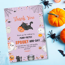 Cartão De Agradecimento Aniversário de Halloween do Gato Perfeitamente Ass
