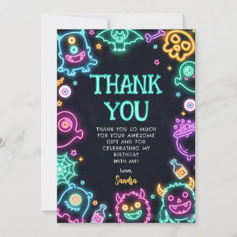 Cartão De Agradecimento Aniversário de Halloween Neon Espetacular