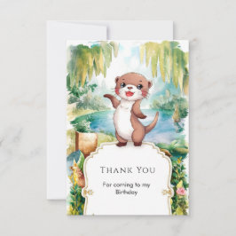 Cartão De Agradecimento Aniversário de Lontra Boho Pastel