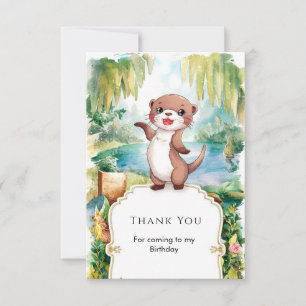 Cartão De Agradecimento Aniversário de Lontra Boho Pastel