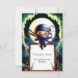 Cartão De Agradecimento Aniversário de Ninja Infantil Mágico