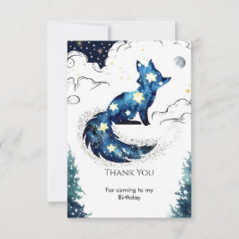 Cartão De Agradecimento Aniversário de Raposa Divertida com Aquarela