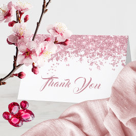 Cartão De Agradecimento Aniversário de Sparkles de Rosa Dourado Chic