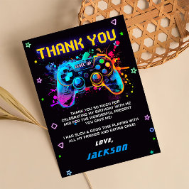 Cartão De Agradecimento Aniversário de Subida de Nível de Jogo de Arcade