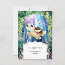 Cartão De Agradecimento Aniversário de Tartaruga dos Pastel Magical Kids
