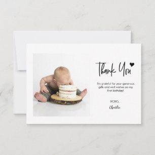 Cartão De Agradecimento Aniversário de Um Ano Pequena Nota Personalizado F
