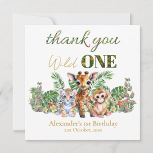 Cartão De Agradecimento Aniversário de Um Ano Personalizado Animais da Sel
