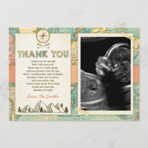 Cartão De Agradecimento Aniversário do bebê do mapa do viagem dos cartõ