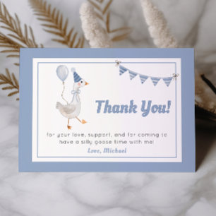 Cartão De Agradecimento Aniversário do bobo Goose Blue Boy