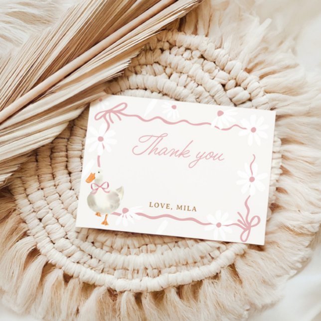 Cartão De Agradecimento Aniversário do Bobo Rosa Ganso do Arco (Criador carregado)