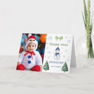 Cartão De Agradecimento Aniversário do Boneco de Neve Winter Onederland Ob