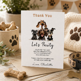 Cartão De Agradecimento Aniversário do Cachorro Vamos à Festa