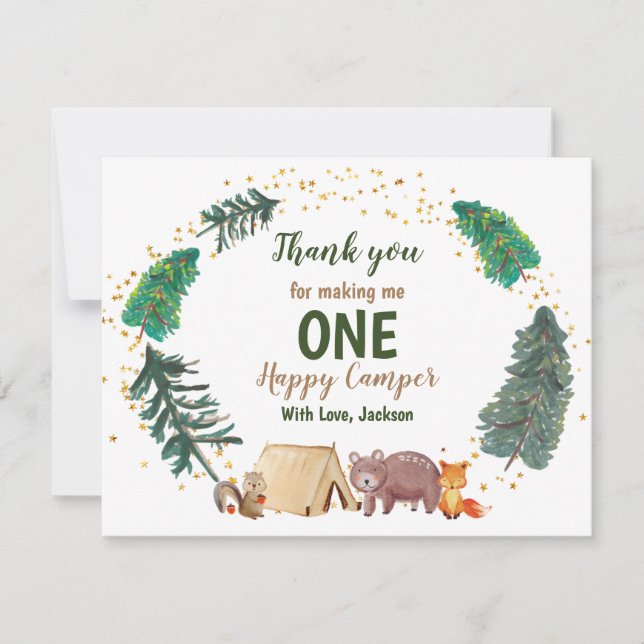 Cartão De Agradecimento Aniversário do Camper Feliz de Aquarelas do cartõe (Frente)