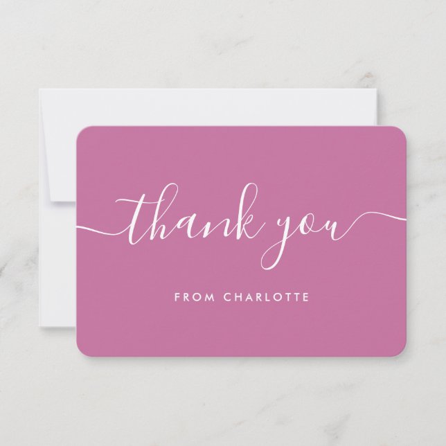 Cartão De Agradecimento Aniversário do Chá de casamento Rosa de Script Mod (Frente)