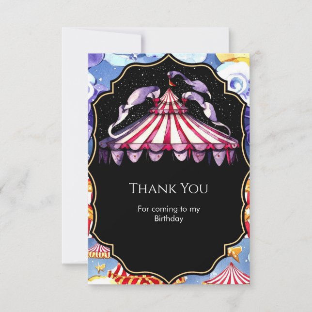 Cartão De Agradecimento Aniversário do Circo Boho Celestial (Frente)