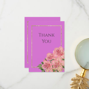 Cartão De Agradecimento  Aniversário do Clássico Floral & Glitter Confet
