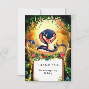Cartão De Agradecimento Aniversário do Cobra da Selva Whimsical